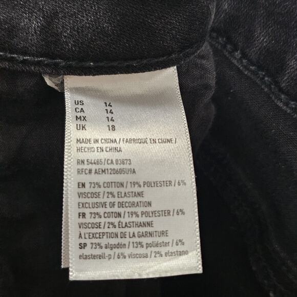 American Eagle Hi-Rise Shortie Denim Lace Front Shorts Black Size 14 Stretch - Picture 5 of 7